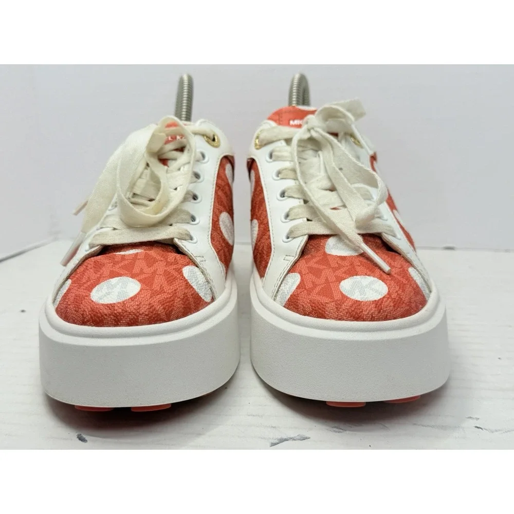 Michael Kors Romey Womens US 8 Orange Polka Dot Signature Platform Sneakers